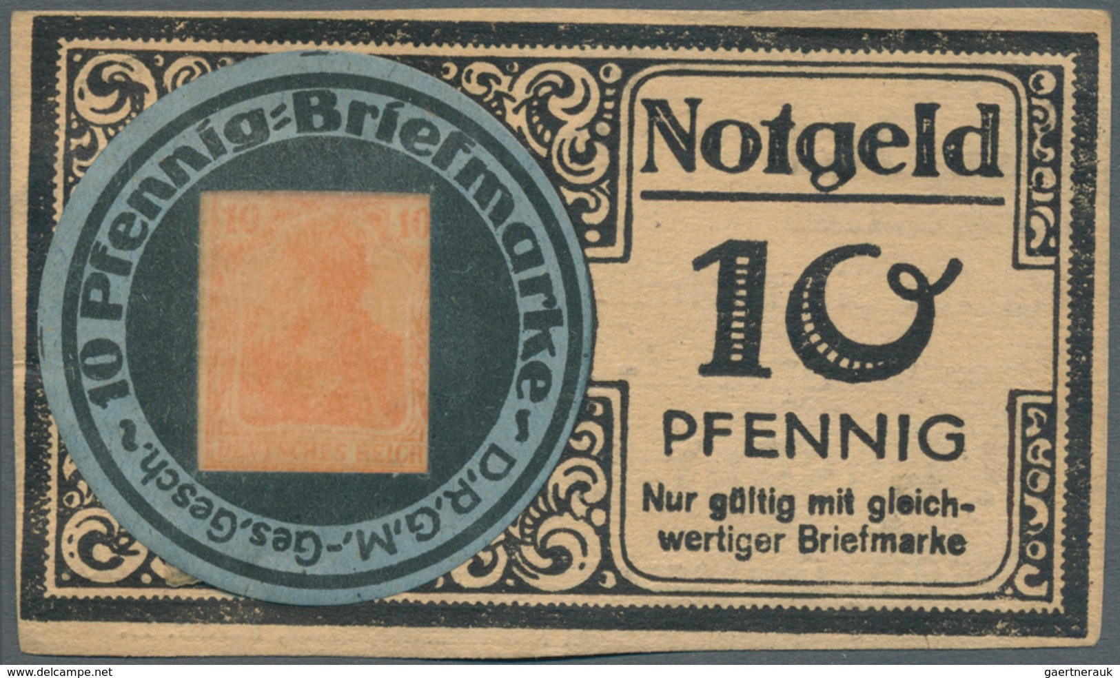Deutschland - Briefmarkennotgeld: Essen, O. Caspar, Spezial-Möbel-Haus, 10 Pf. Germania Orange, Brie - Otros & Sin Clasificación