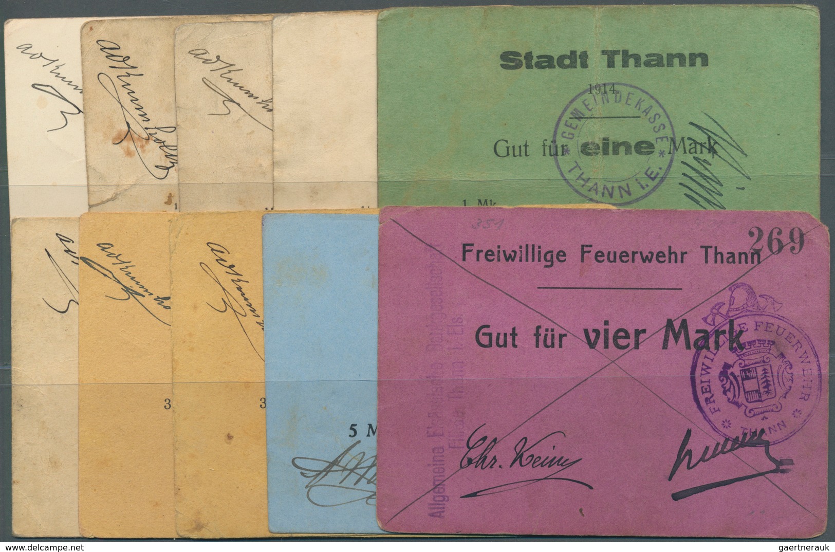 Deutschland - Notgeld - Elsass-Lothringen: Thann, Oberelsass, Stadt, 50 Pf., 2.8.1914 (3, 2 X Unentw - Altri & Non Classificati