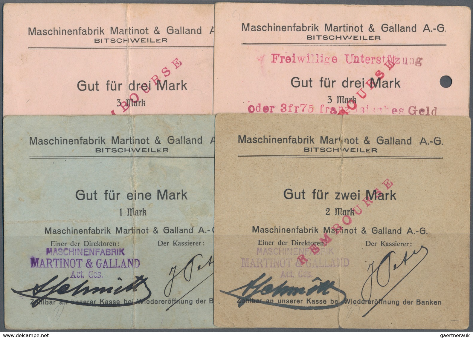 Deutschland - Notgeld - Elsass-Lothringen: Bitschweiler, Oberelsass, Maschinenfabrik Martinot & Gall - Autres & Non Classés