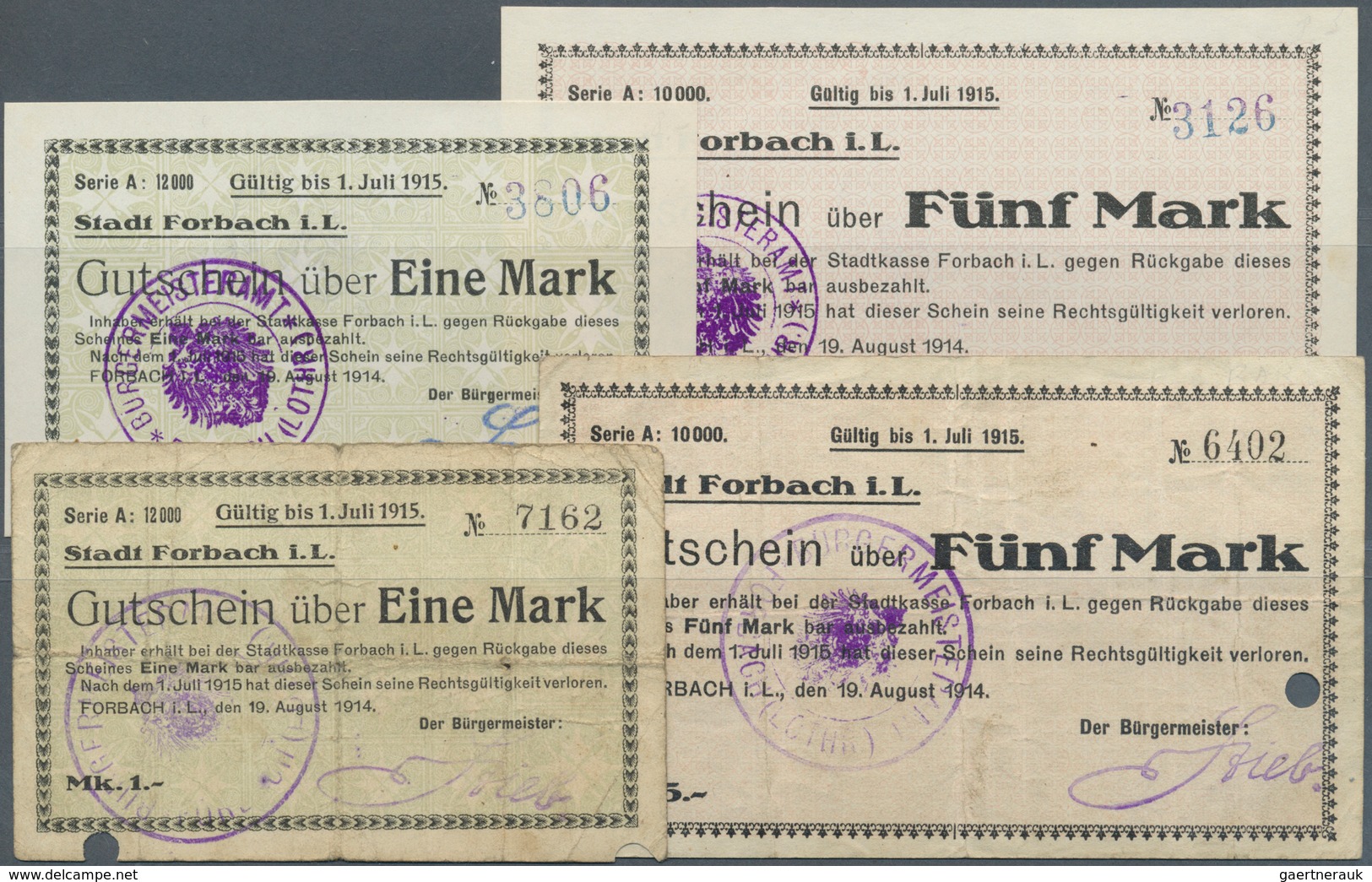 Deutschland - Notgeld - Elsass-Lothringen: Forbach, Lothringen, Bürgermeister Der Stadt, 1 Mark, 19. - Otros & Sin Clasificación