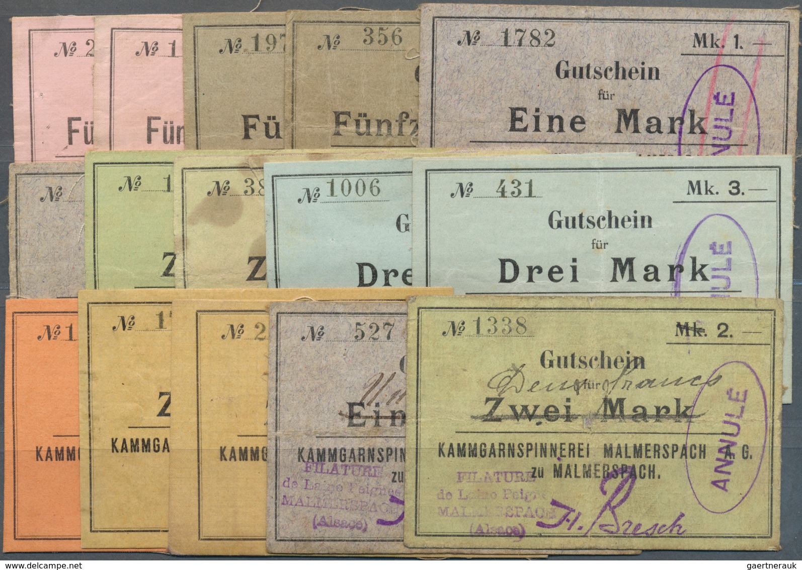 Deutschland - Notgeld - Elsass-Lothringen: Malmerspach, Oberelsass, Kammgarnspinnerei Malmerspach AG - Andere & Zonder Classificatie