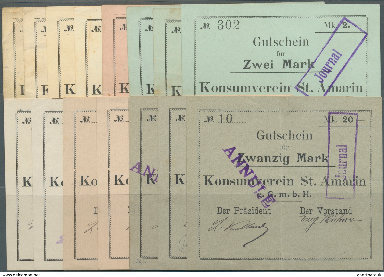 Deutschland - Notgeld - Elsass-Lothringen: St. Amarin, Oberelsass, Konsumverein, 50 Pf. (4), 1, 2 (3 - Altri & Non Classificati