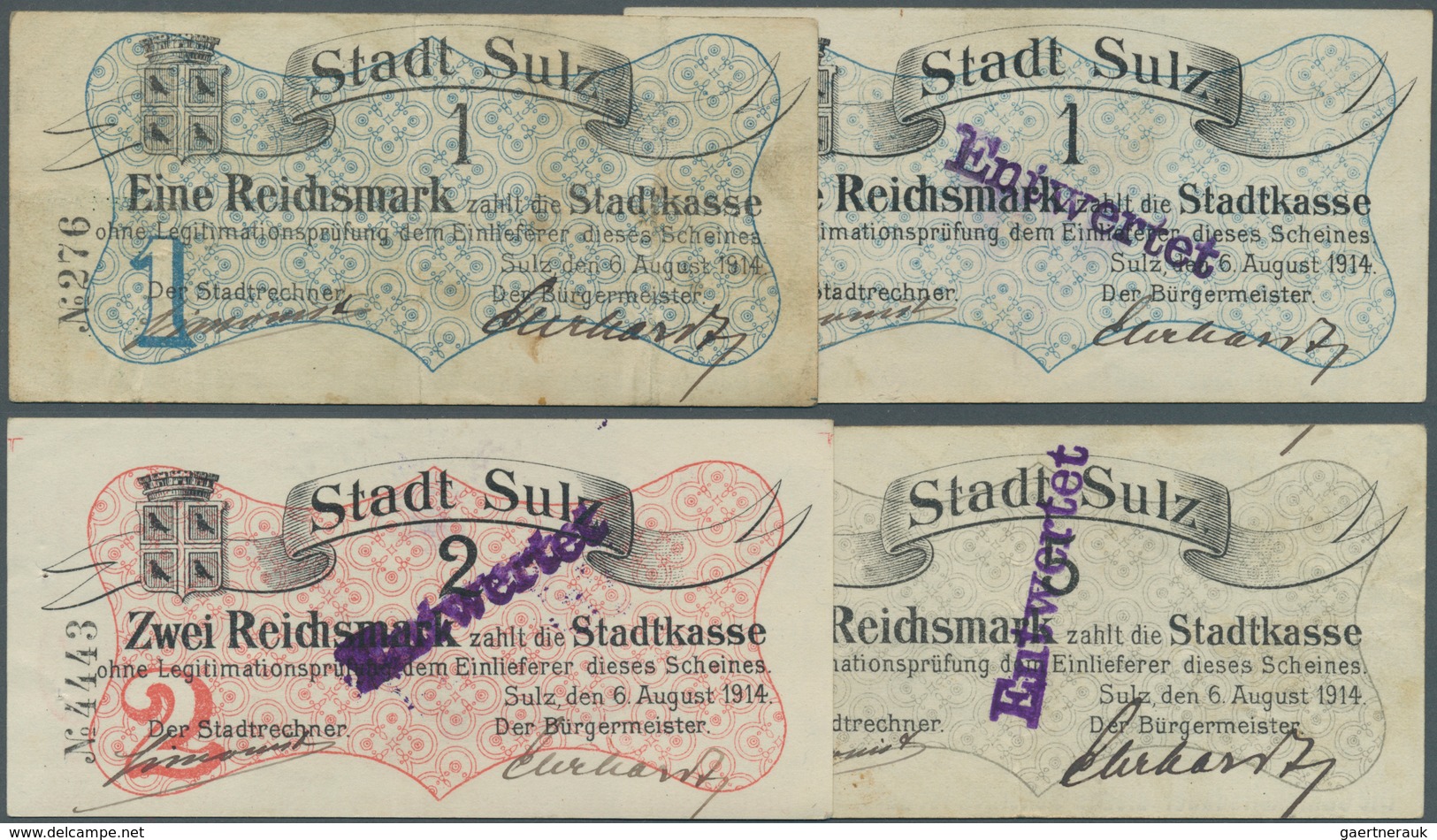 Deutschland - Notgeld - Elsass-Lothringen: Sulz, Oberelsass, Stadt, 1 Mark, Unentwertet, 1, 2, 5 Mar - Autres & Non Classés