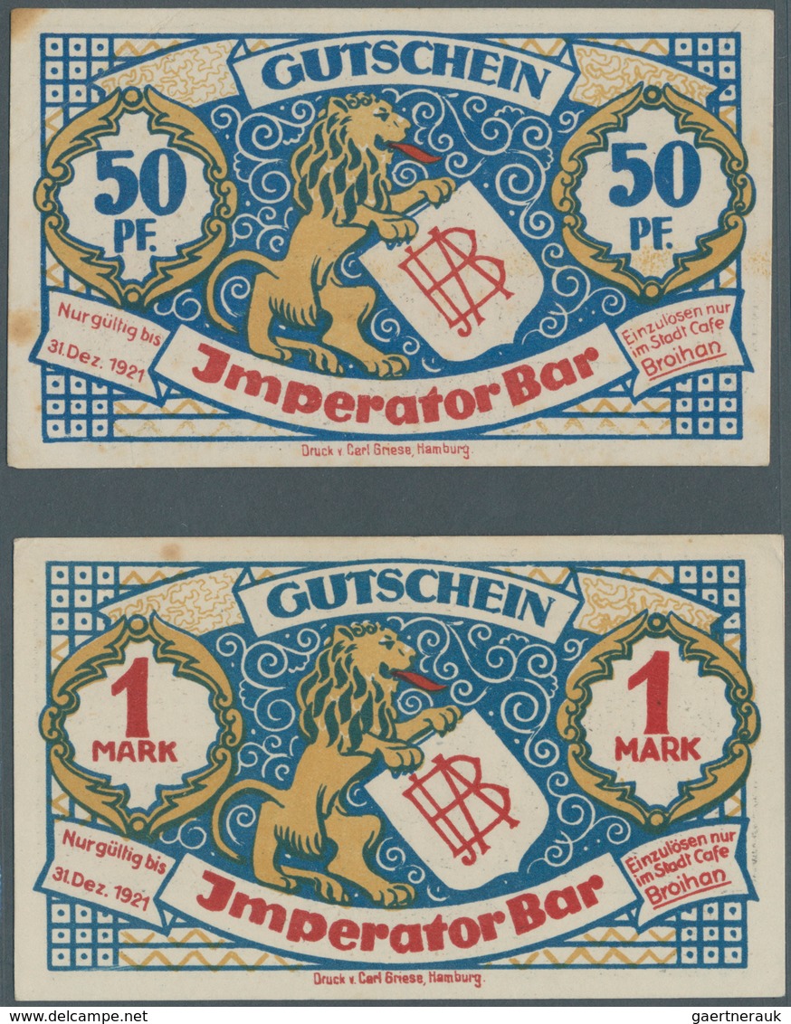 Deutschland - Notgeld - Hamburg: Hamburg, Imperator-Bar, 50 Pf., 1 Mark, O. D. - 31.12.1921, Erh. II - [11] Emisiones Locales