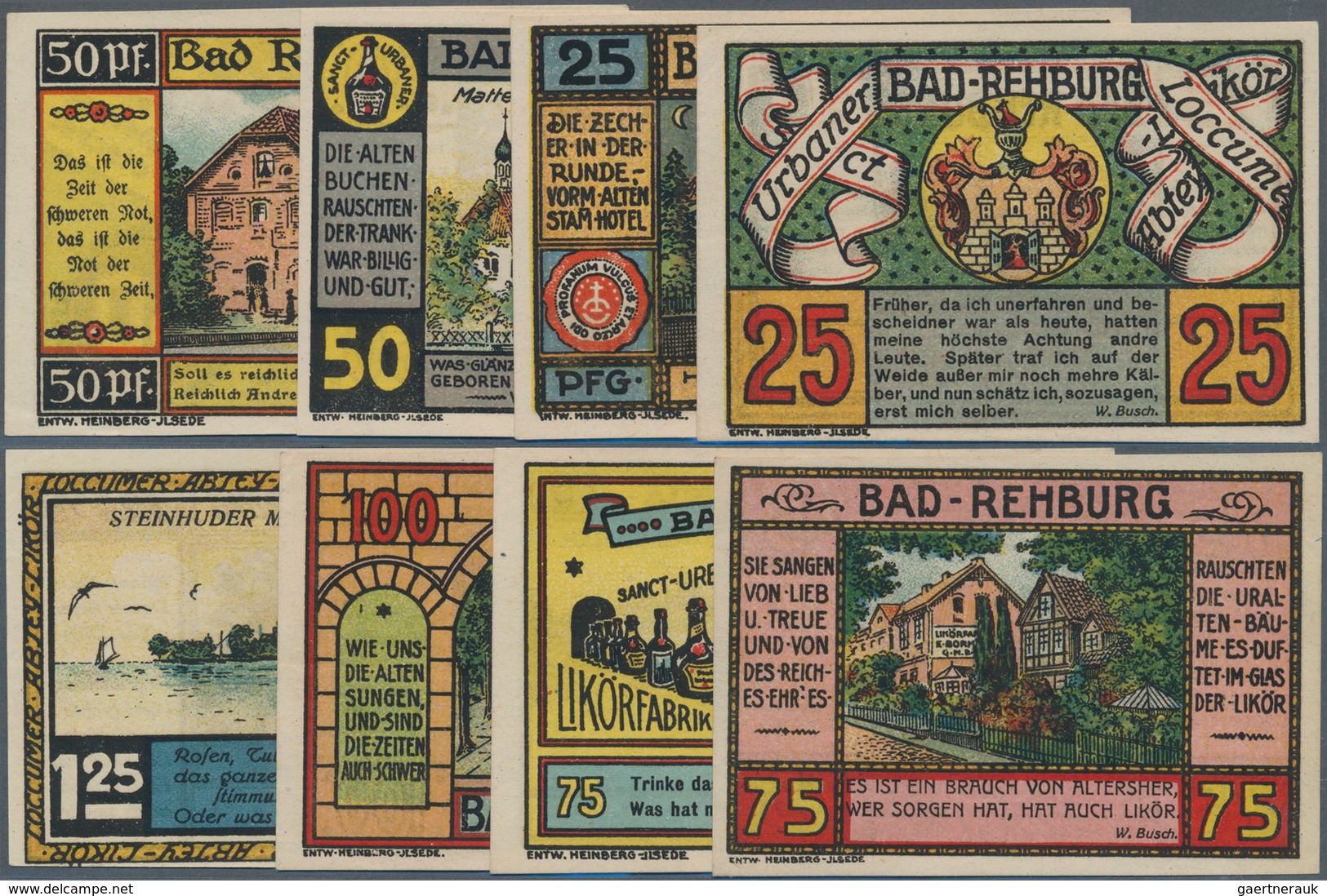 Deutschland - Notgeld - Niedersachsen: Rehburg, E. Bornemann & Co., 2 X 25, 2 X 50, 2 X 75 Pf., 1 X - [11] Emisiones Locales