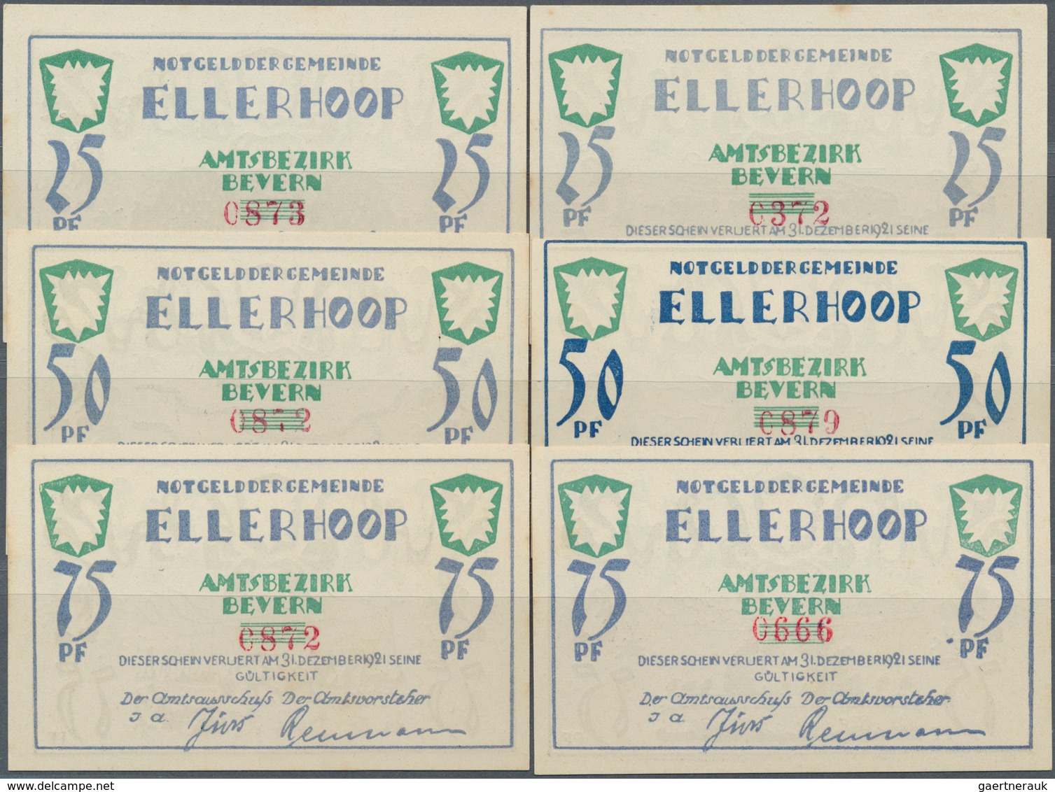 Deutschland - Notgeld - Schleswig-Holstein: Ellerhoop, Gemeinde, Je 2 X 25, 50, 75 Pf., O. D. - 31.1 - [11] Emissioni Locali