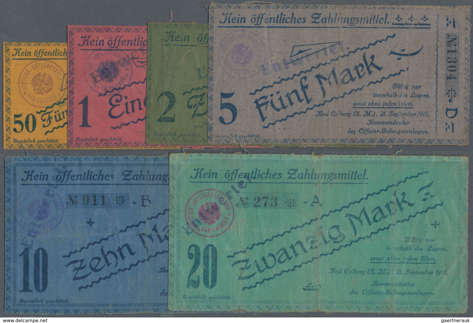 Deutschland - Notgeld - Thüringen: Bad Colberg, Offizier-Gefangenenlager, 50 Pf. (Serie O), 1 Mark ( - [11] Emissioni Locali