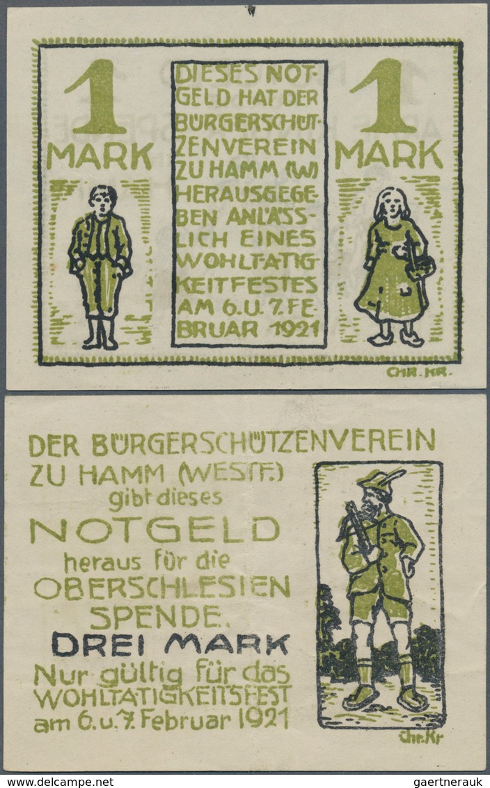 Deutschland - Notgeld - Westfalen: Hamm, Bürgerschützenverein, 1, 3 Mark, 6./7.2.1921, Erh. I, II-, - Altri & Non Classificati