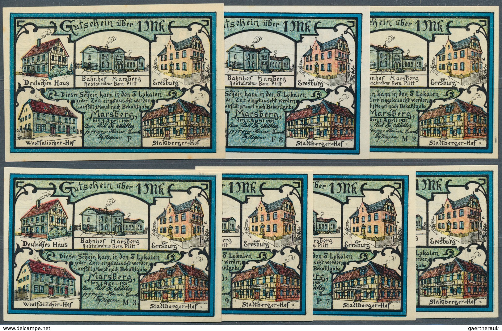 Deutschland - Notgeld - Westfalen: Marsberg, Hotel Deutsches Haus U. A., 1 Mark, 1.4.1921, Konten F, - Autres & Non Classés