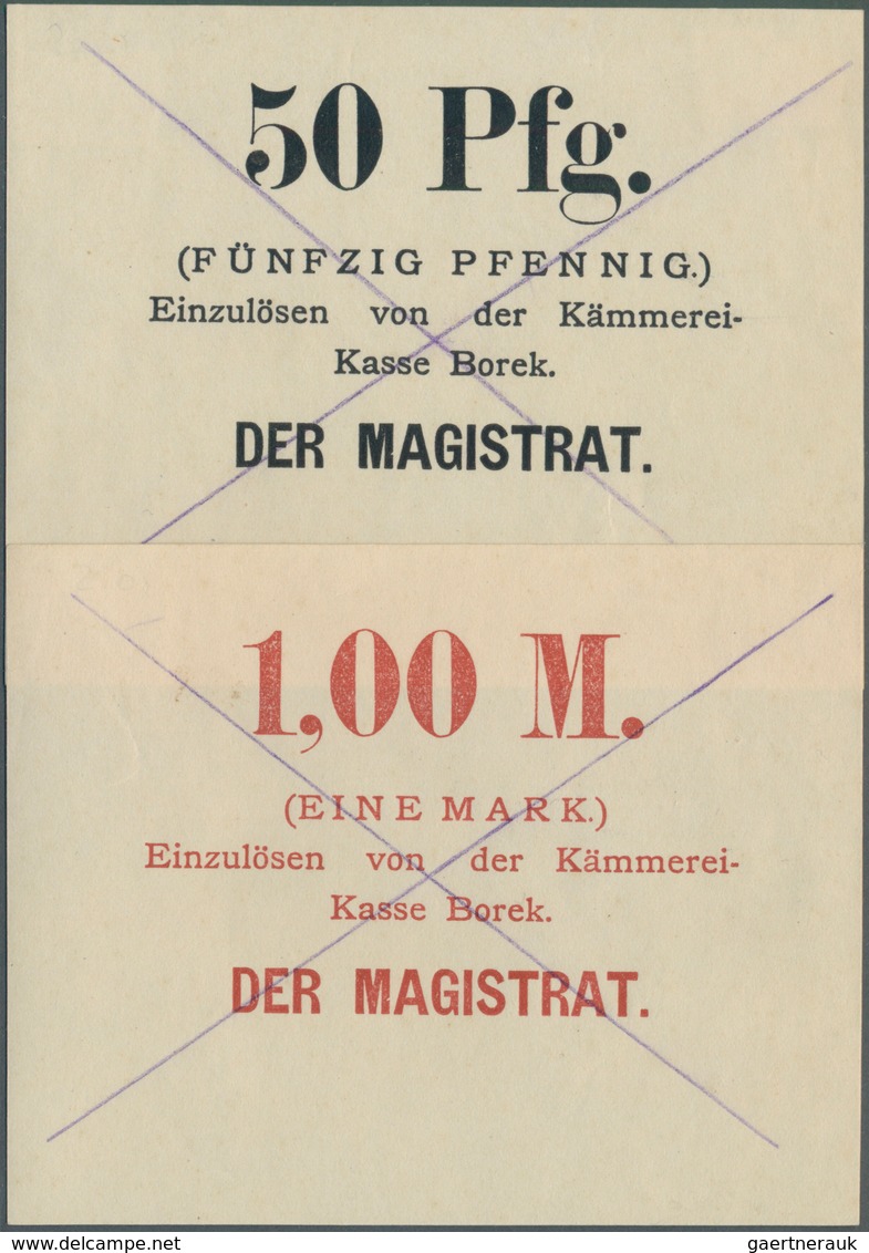 Deutschland - Notgeld - Ehemalige Ostgebiete: Borek, Posen, Magistrat, 50 Pf., 1 Mark, O. D., Ohne S - Autres & Non Classés