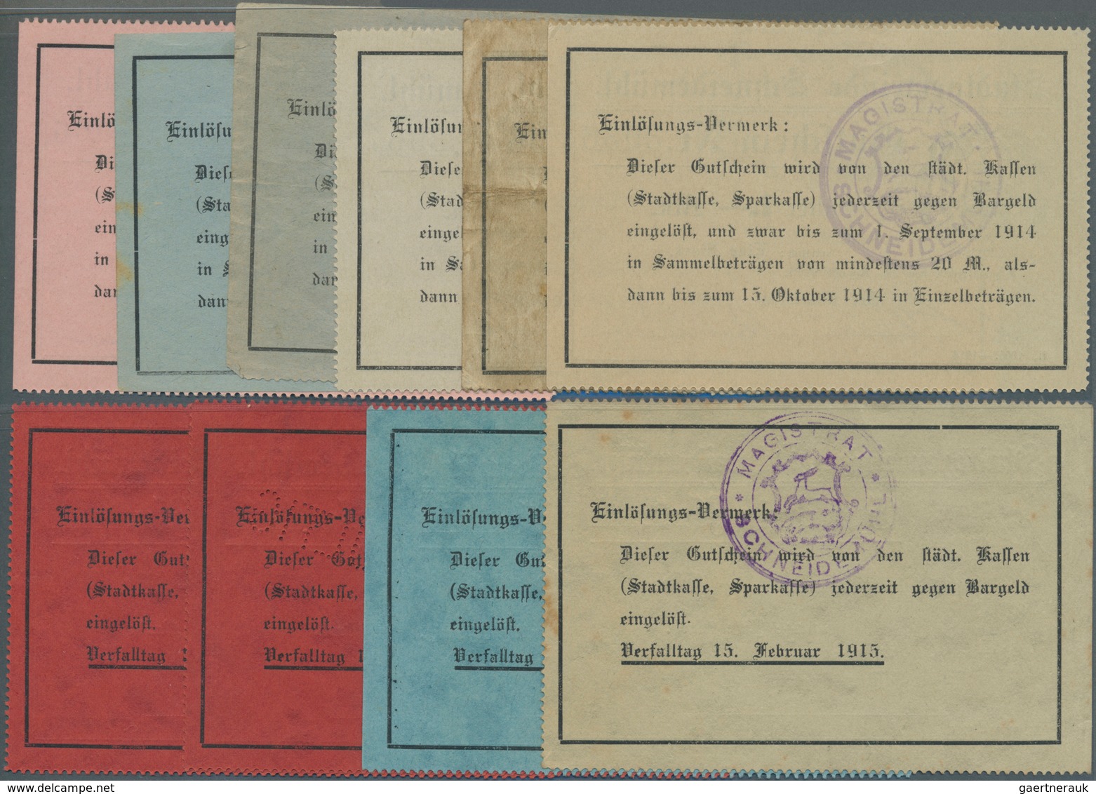 Deutschland - Notgeld - Ehemalige Ostgebiete: Scheidemühl, Posen, Magistrat, 1 (3), 2.50 (2), 5 Mark - Altri & Non Classificati