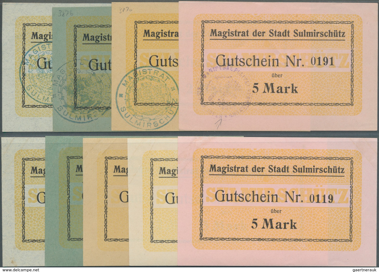 Deutschland - Notgeld - Ehemalige Ostgebiete: Sulmirschütz, Posen, Magistrat, 50 Pf., 1, 2, 5 Mark, - Altri & Non Classificati