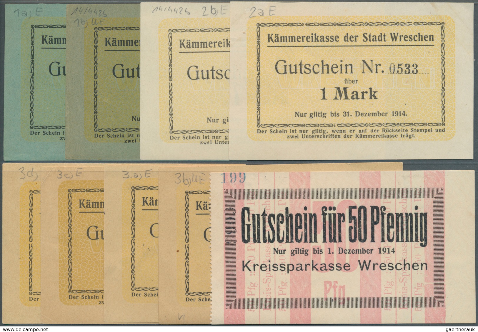 Deutschland - Notgeld - Ehemalige Ostgebiete: Wreschen, Posen, Kämmereikasse Der Stadt, 1/2 (2), 1 ( - Otros & Sin Clasificación