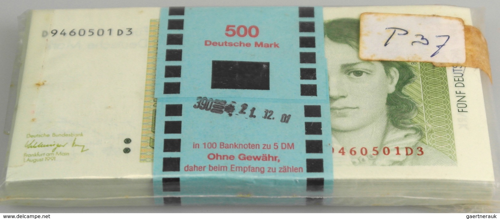 Deutschland - Bank Deutscher Länder + Bundesrepublik Deutschland: Bündel Mit 100 Banknoten 5 DM 1991 - Andere & Zonder Classificatie