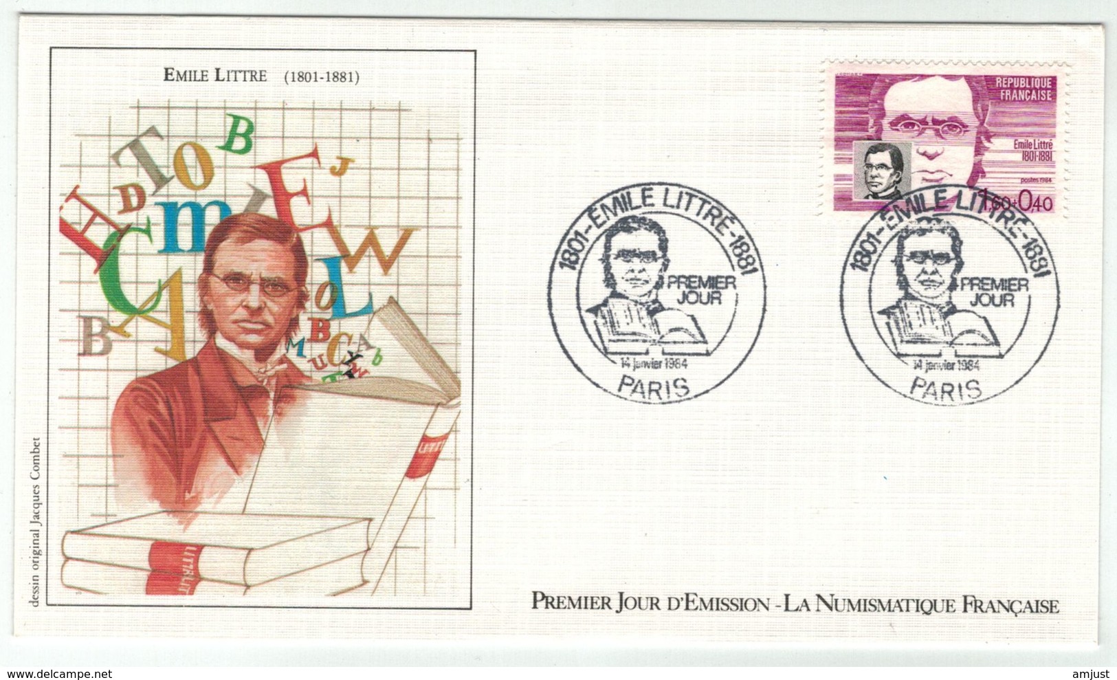 France // FDC // 1980-1989 // 1984 //  FDC Du 14.01.1984 Emile Littré - 1980-1989