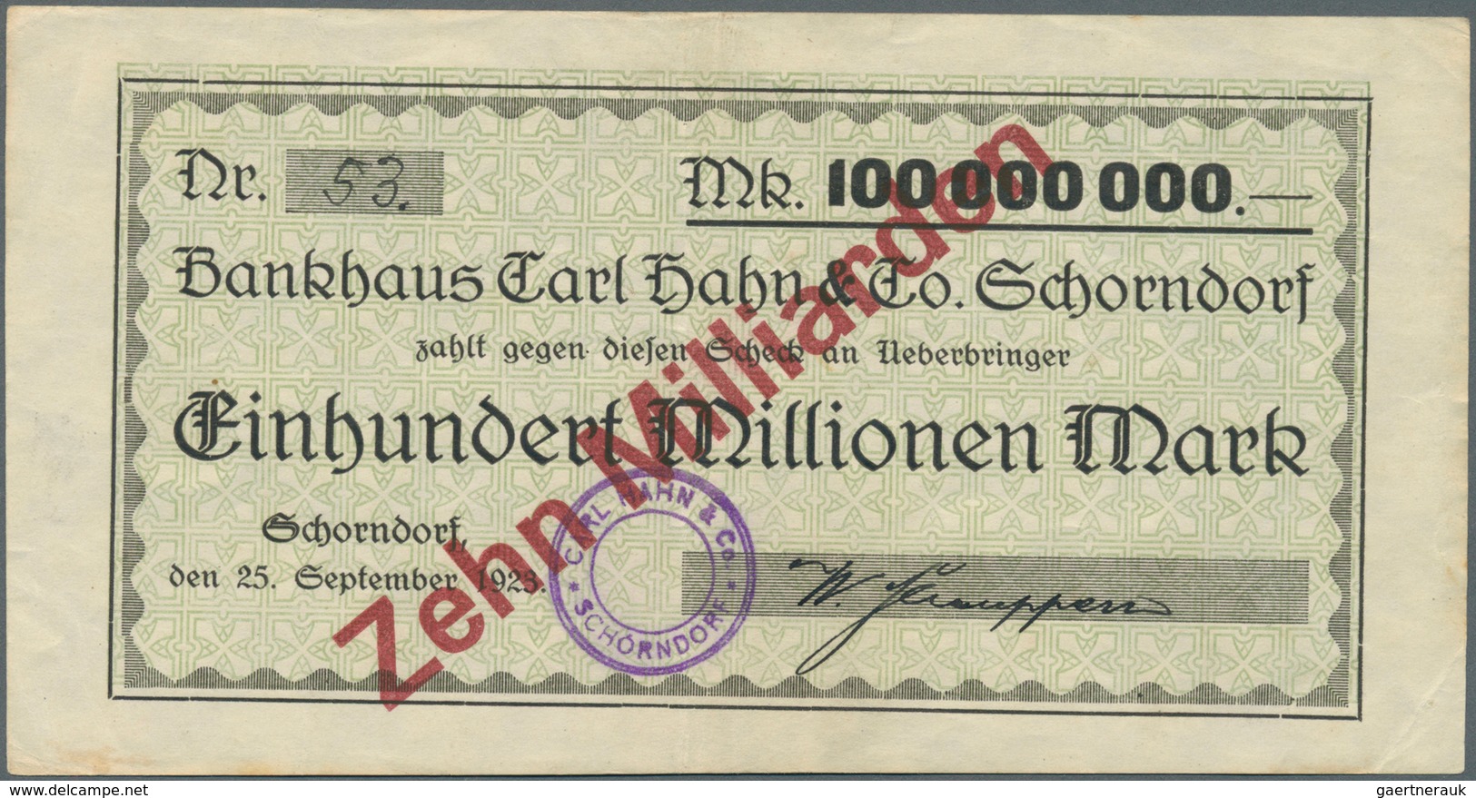 Deutschland - Notgeld - Württemberg: Schorndorf, Stadt, 2 X 50 Pf., 1919, Erh. I; Dito, 22 Scheine V - [11] Emissions Locales