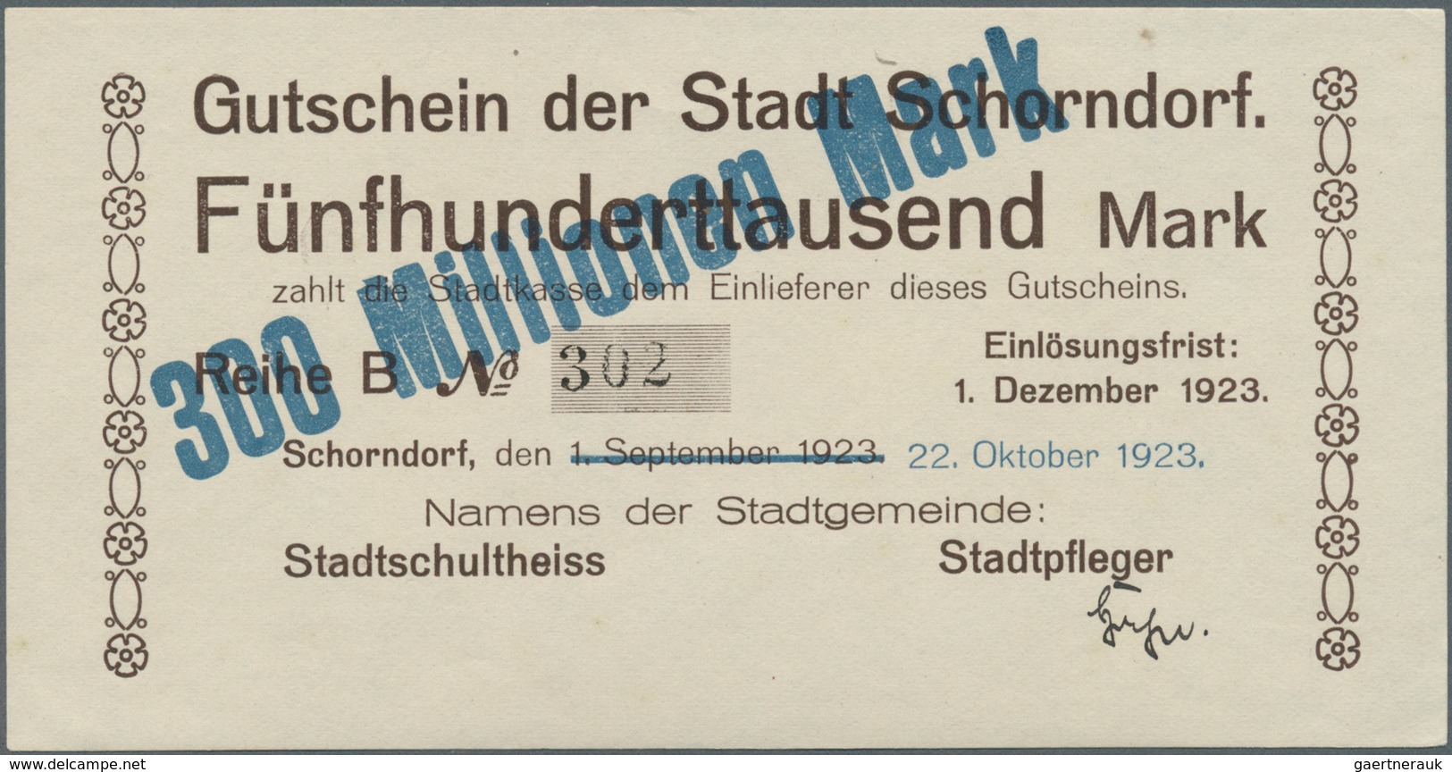 Deutschland - Notgeld - Württemberg: Schorndorf, Stadt, 2 X 50 Pf., 1919, Erh. I; Dito, 22 Scheine V - [11] Emissions Locales