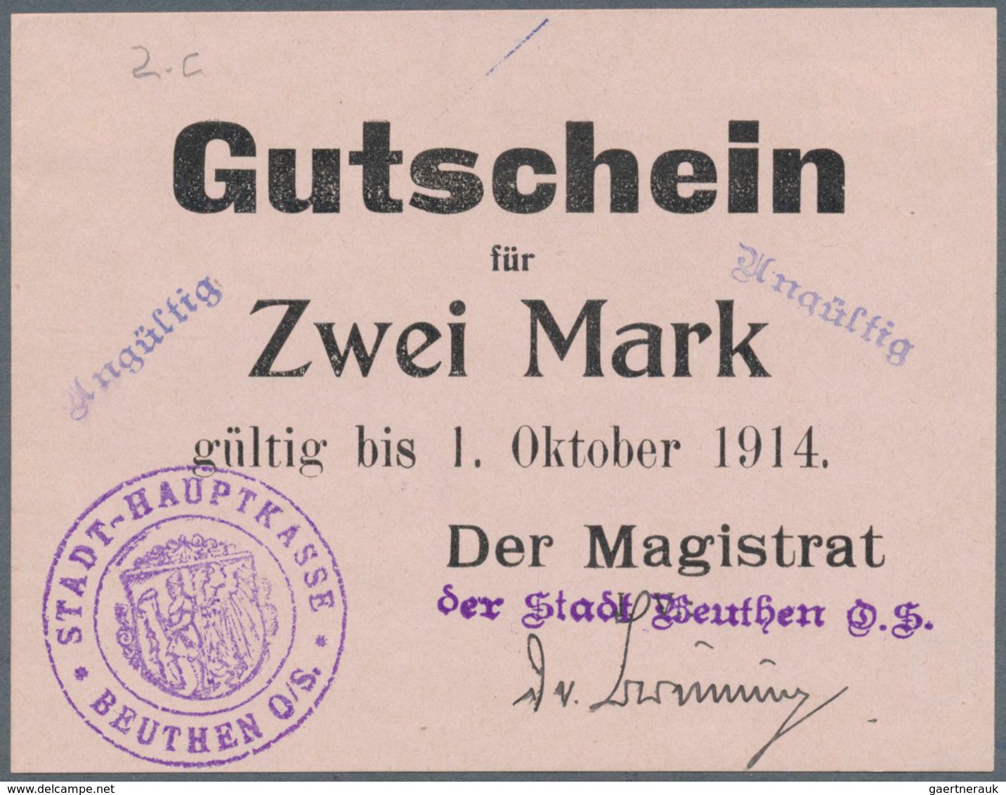 Deutschland - Notgeld - Ehemalige Ostgebiete: Oberschlesien, Notgeld Von 1914, Sammlung Von 66 Versc - Other & Unclassified