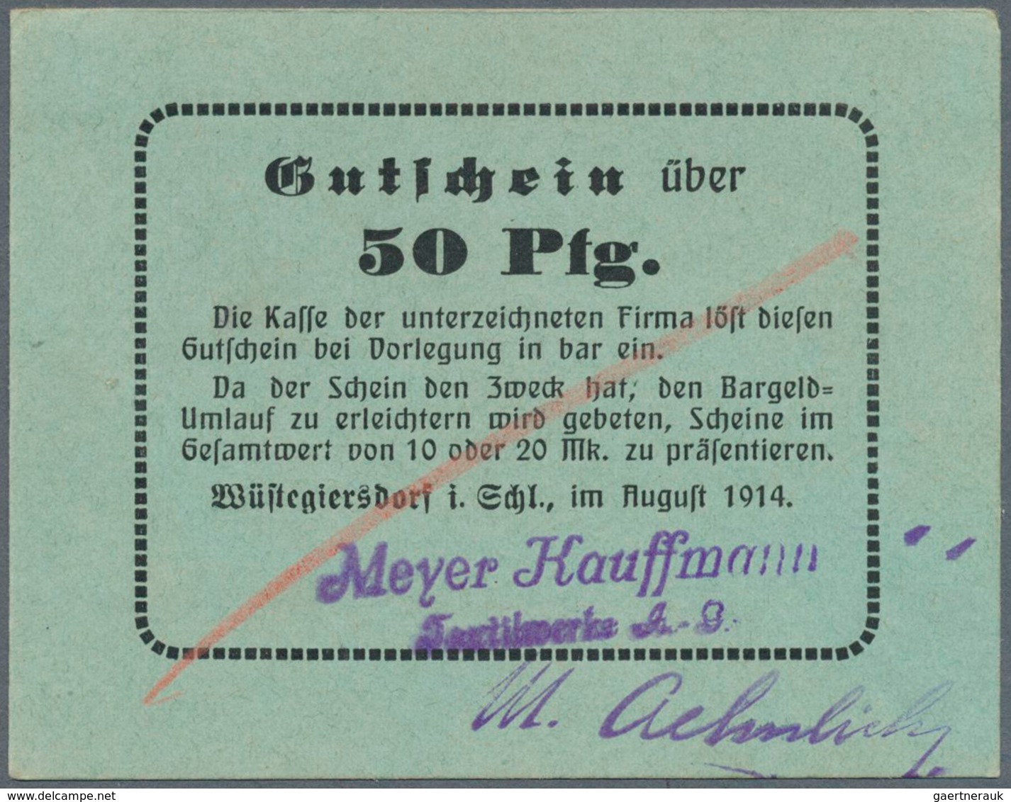 Deutschland - Notgeld - Ehemalige Ostgebiete: Schlesien (Niederschlesien), Notgeld Von 1914, 71 Vers - Otros & Sin Clasificación