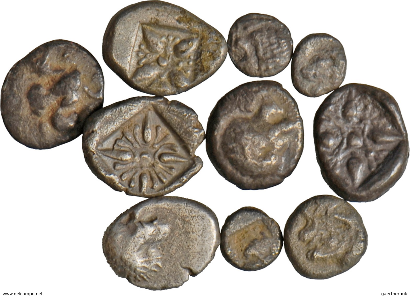 Kyrenaika: Lot 10 Griechische AR Münzen, Unbestimmt, Wohl 5 X 1/12 Stater (Diobol), Je Ca. 1,1 G, 9 - Greche
