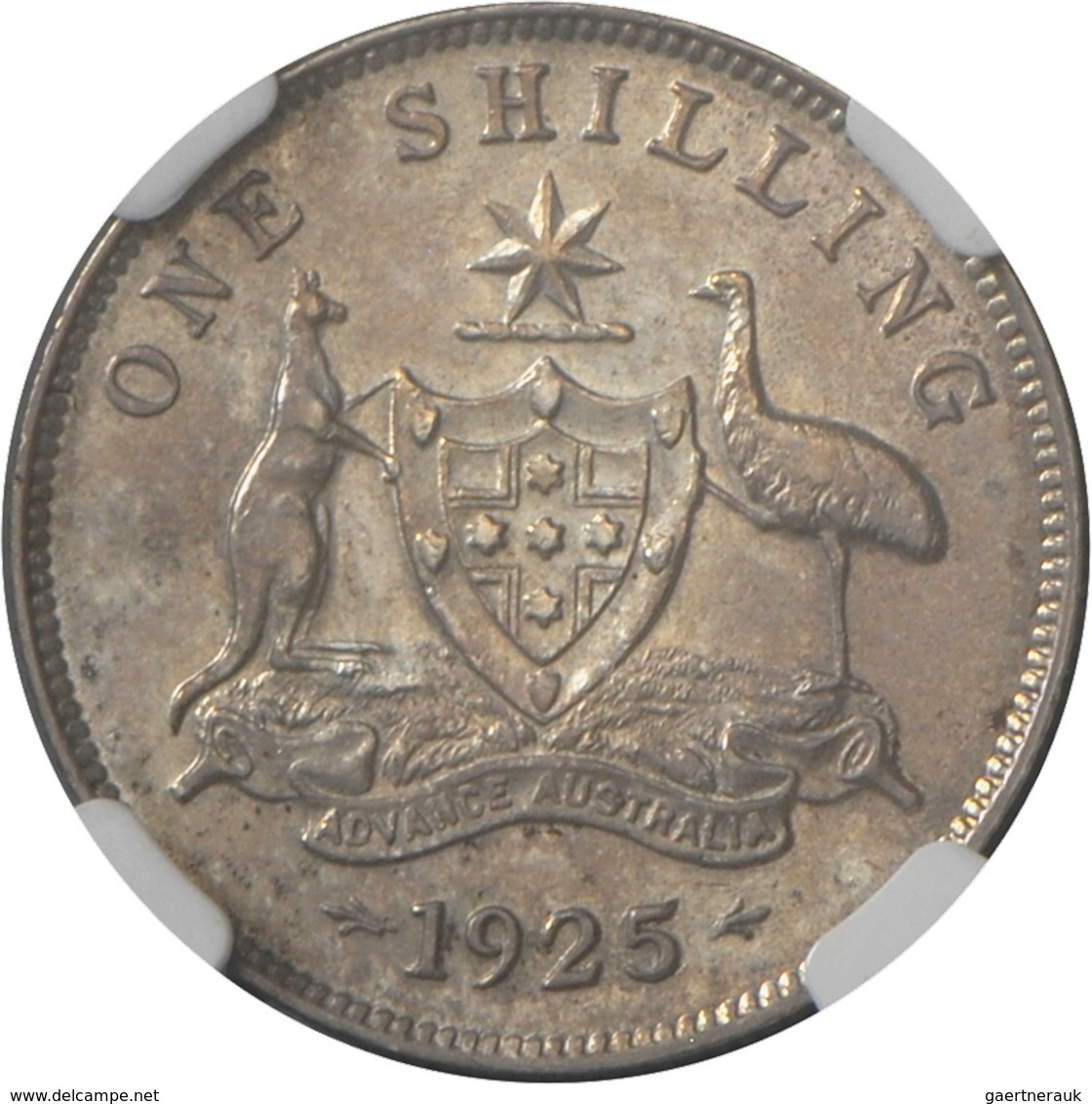 Australien: Georg V. 1910-1936: 1 Shilling 1925 (über 1923), KM# 26, Im NGC Holder AU 55. - Otros & Sin Clasificación