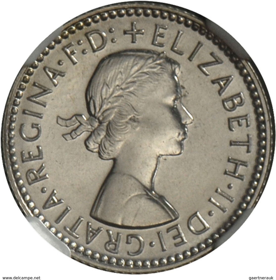 Australien: Elizabeth II. 1952-,: 6 Pence 1955, KM# 58, Im NGC Holder PF66. - Otros & Sin Clasificación