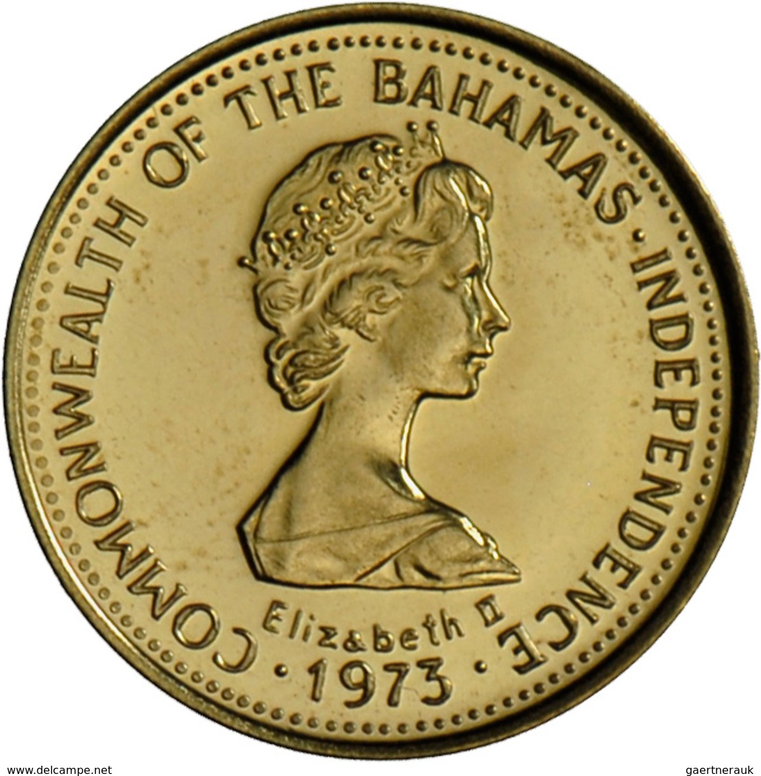 Bahamas - Anlagegold: Independence Serie 1973 aus 750/1000 Gold: 10 Dollars, KM# 40.1 (1,45g), 20 Do