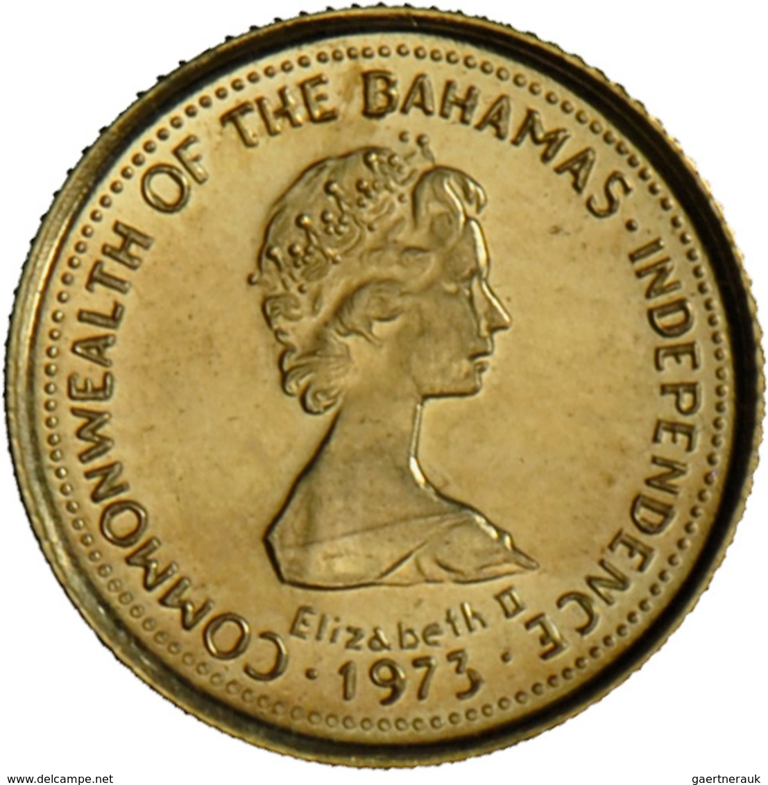 Bahamas - Anlagegold: Independence Serie 1973 aus 750/1000 Gold: 10 Dollars, KM# 40.1 (1,45g), 20 Do