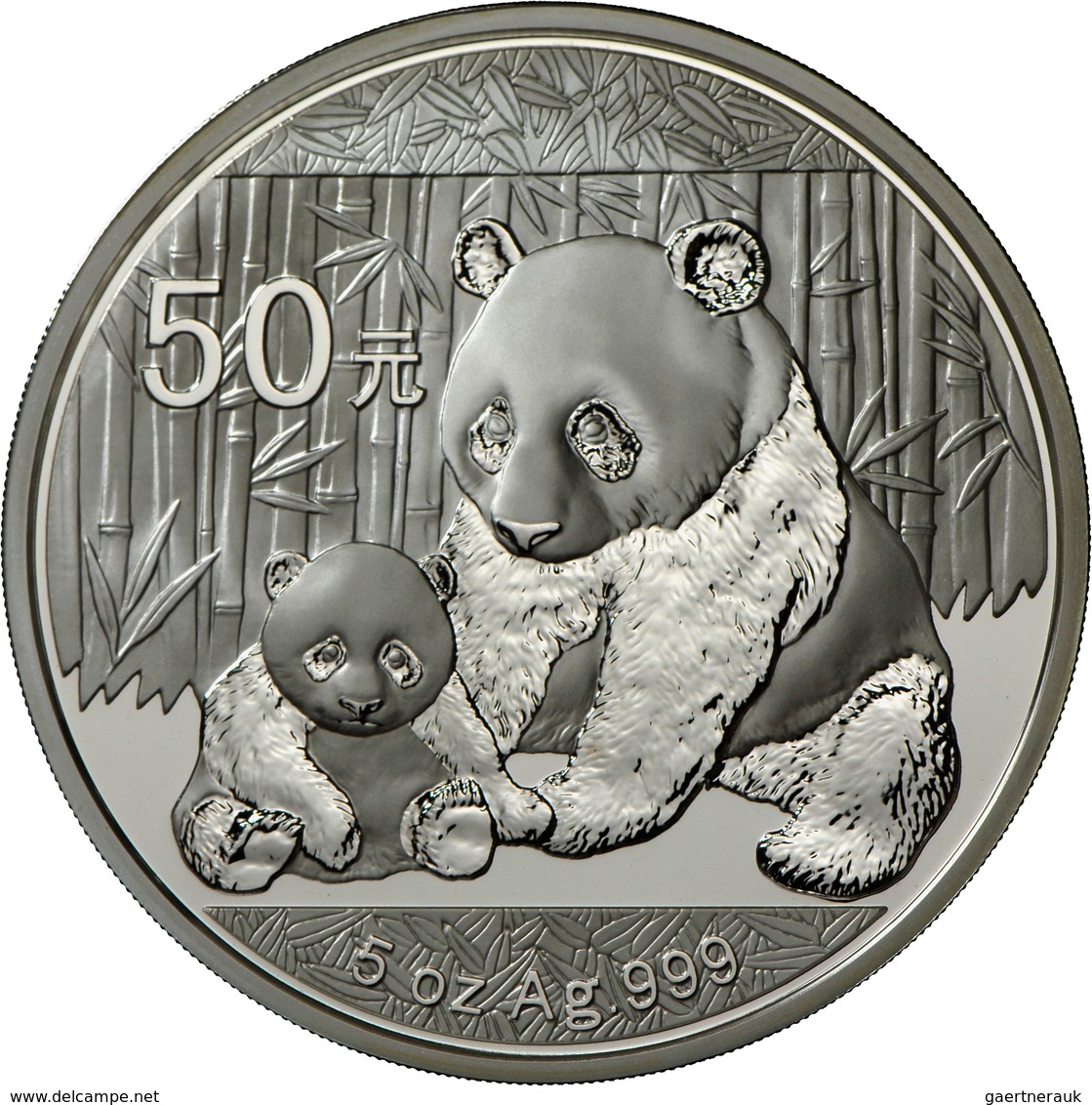 China - Volksrepublik: 50 Yuan 2012, Silber Panda, 5 OZ 999/1000 Silber. Inklusive Zertifikat, Etui - Cina