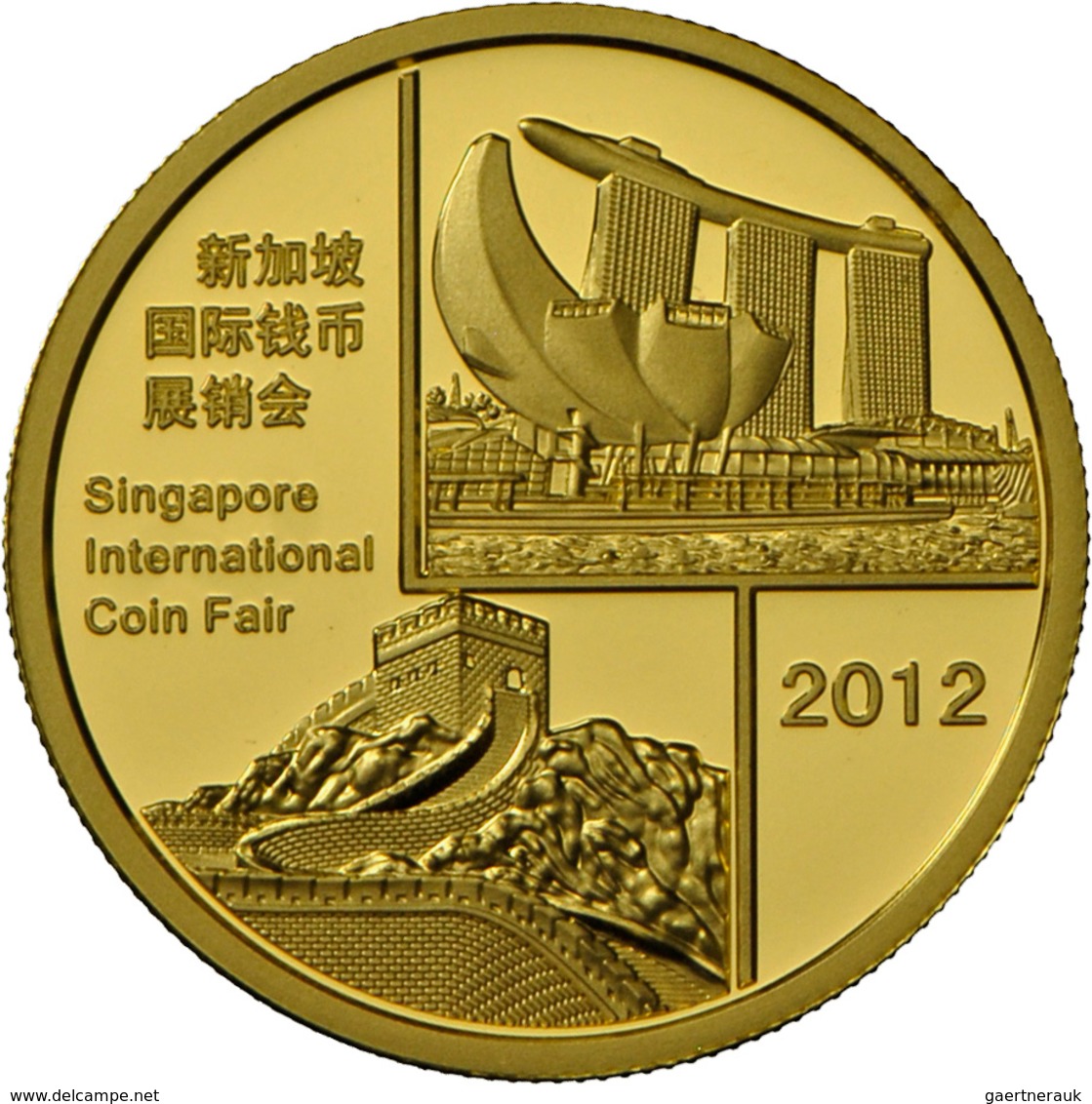 China - Volksrepublik: Medaille 1/2 OZ Gold Panda 2012 Anlässlich Der Münzenmesse 2012 In Singapur ( - China