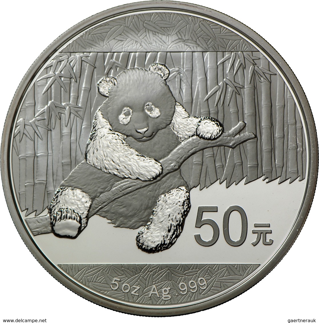 China - Volksrepublik: 50 Yuan 2014, Silber Panda, 5 OZ 999/1000 Silber. Inklusive Zertifikat, Etui - Chine