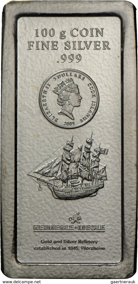 Cook Inseln: Elizabeth II 1953-,: 5 Dollars 2009 Bounty, 100 Gramm Münzbarren, 3 Stück. - Isole Cook