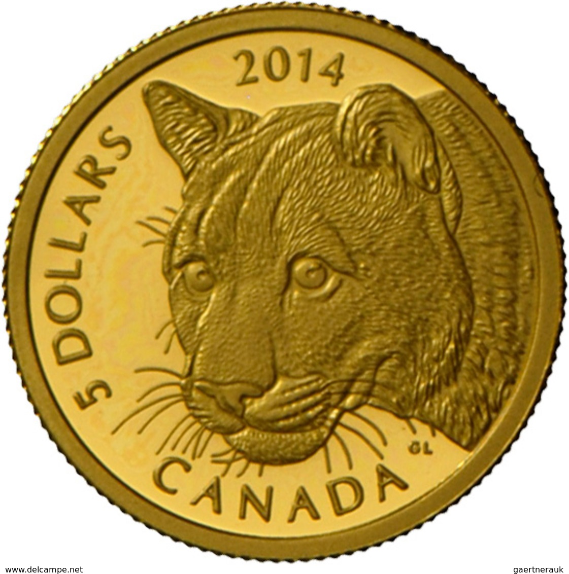 Kanada - Anlagegold: Elizabeth II 1952 -,: 5 Dollars 2014, Cougar (Puma), KM# 1756, 1/10 OZ (3,14 G) - Canada
