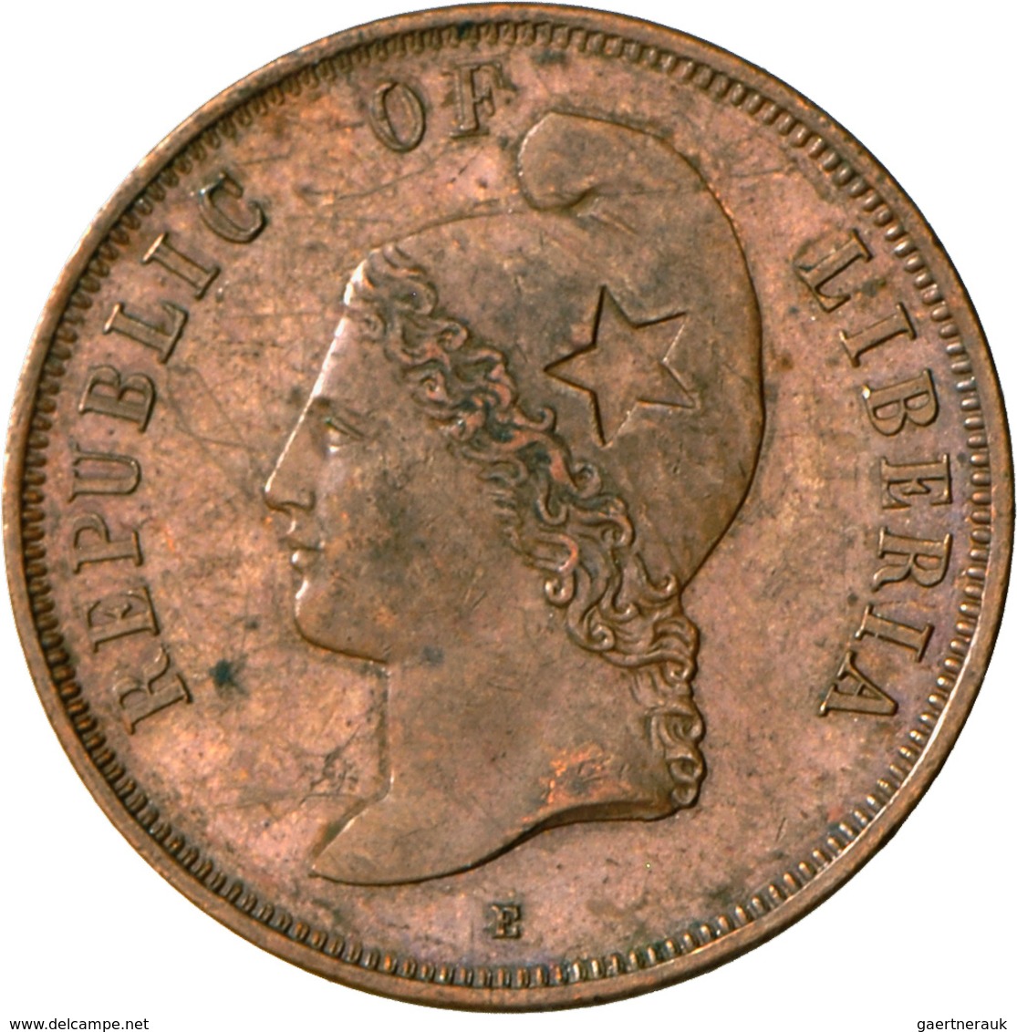 Liberia: Probe 2 Cents 1890, K.M. Pn 54, Kl. Kratzer, Sehr Schön-vorzüglich/vorzüglich. - Liberia