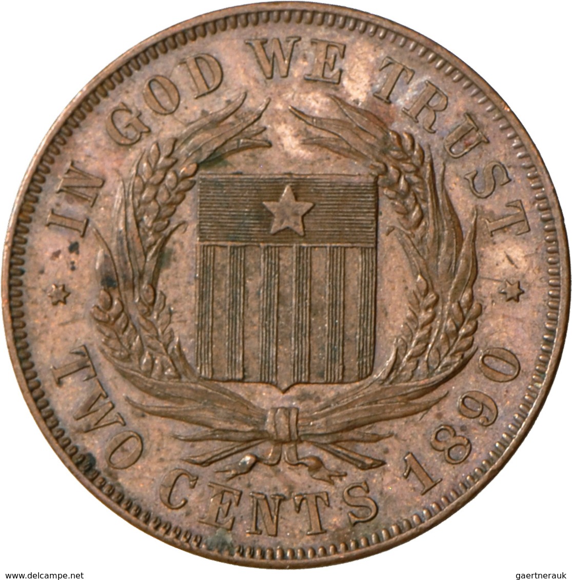 Liberia: Probe 2 Cents 1890, K.M. Pn 54, Kl. Kratzer, Sehr Schön-vorzüglich/vorzüglich. - Liberia