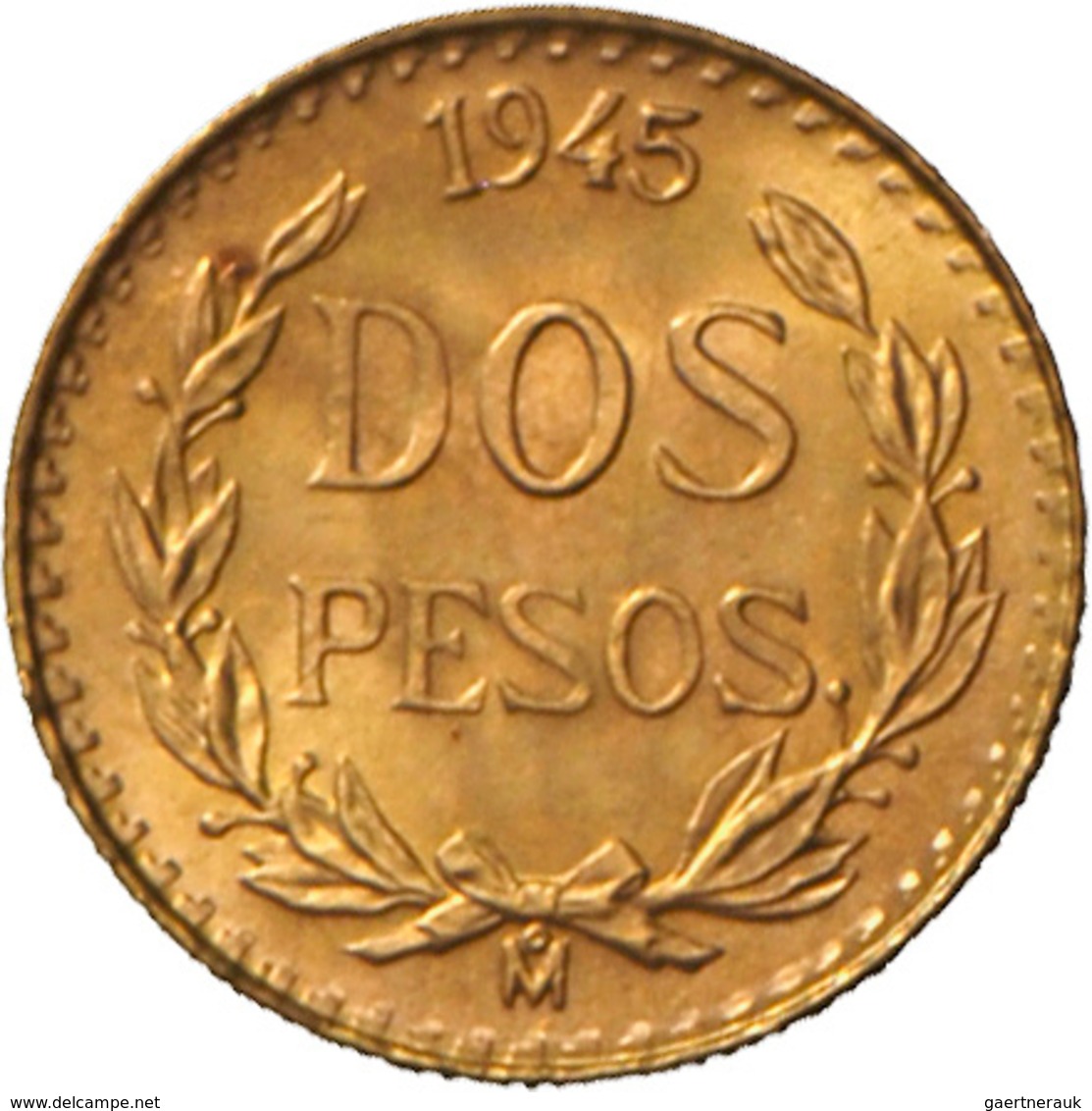 Mexiko - Anlagegold: Lot 2 Goldmünzen: 2 Pesos 1945, Friedberg 170R, 1,65 G 900/1000 Gold + 2,5 Peso - Mexique