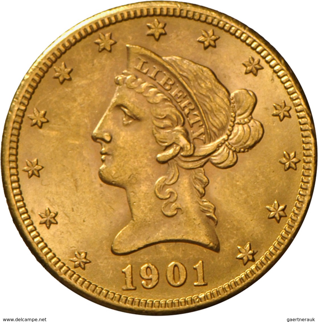Vereinigte Staaten Von Amerika - Anlagegold: 10 Dollars 1901 (Eagle - Liberty Head Coronet), KM# 102 - Autres & Non Classés