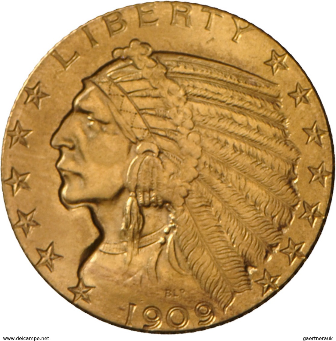 Vereinigte Staaten Von Amerika - Anlagegold: 5 Dollars 1909 D (Half Eagle - Indian Head), KM# 129, F - Altri & Non Classificati