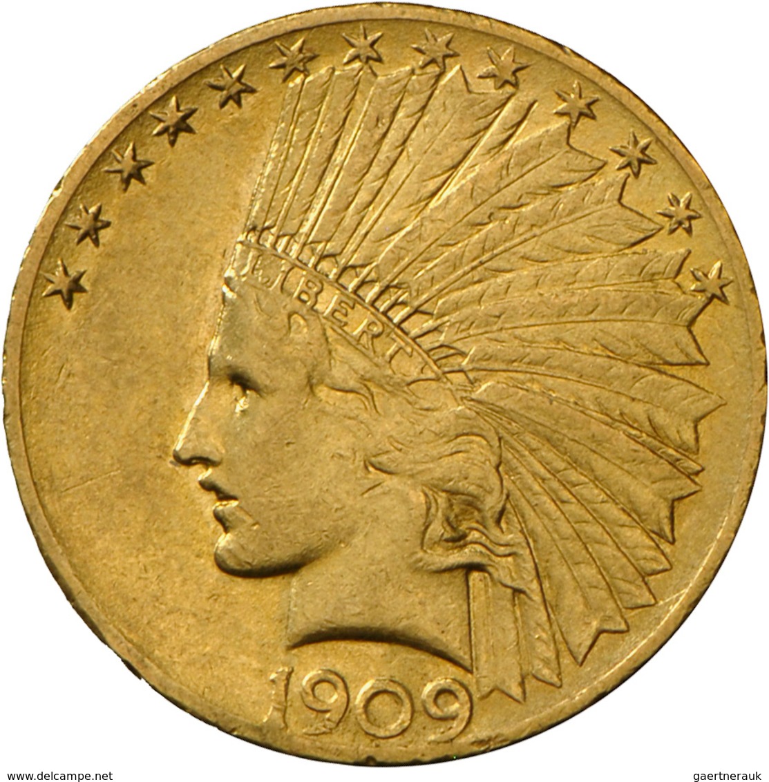 Vereinigte Staaten Von Amerika - Anlagegold: 10 Dollars 1909 (Eagle - Indian Head), KM# 130, Friedbe - Autres & Non Classés