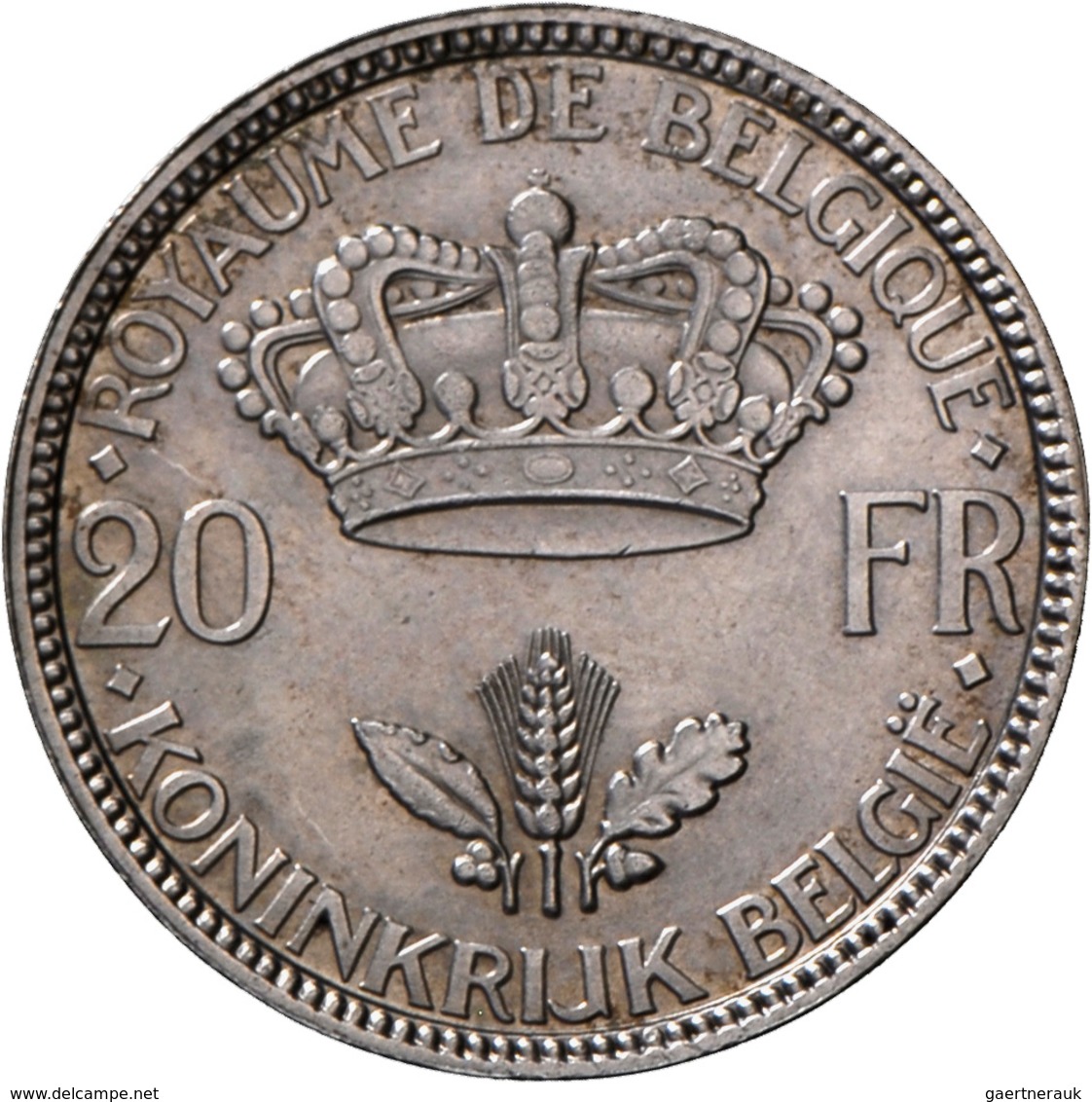 Belgien: Leopold III. 1934-1951: 20 Franken 1935 (Beidsprachig: Royaume De Belgique / Koninkrijk Bel - Altri & Non Classificati
