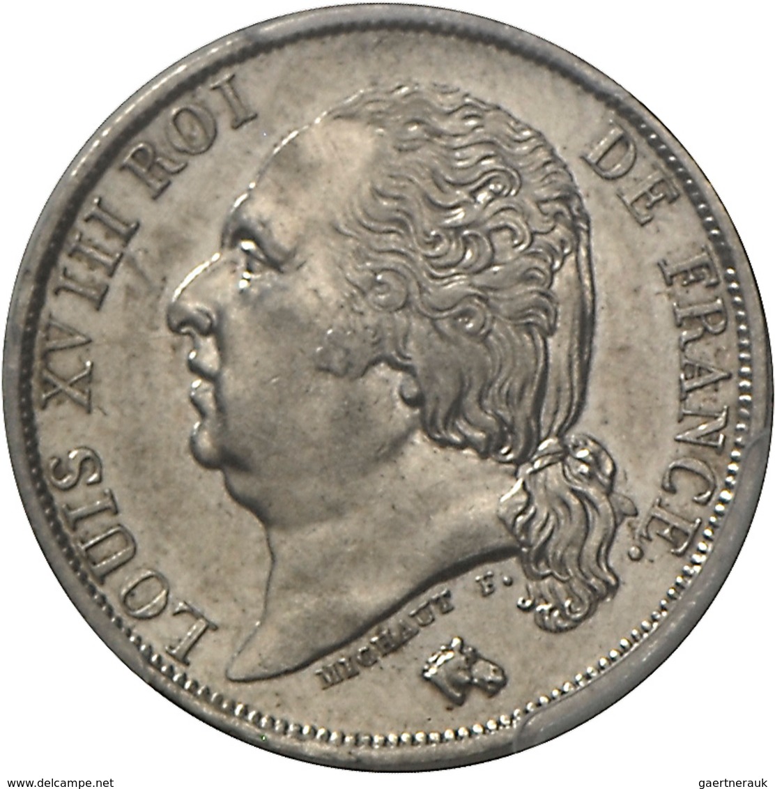 Frankreich: Louis XVIII. 1814-1824: 1 Franc 1824 A, Gadoury 449, Im Holder Von PCGS, Grading Genuine - Otros & Sin Clasificación