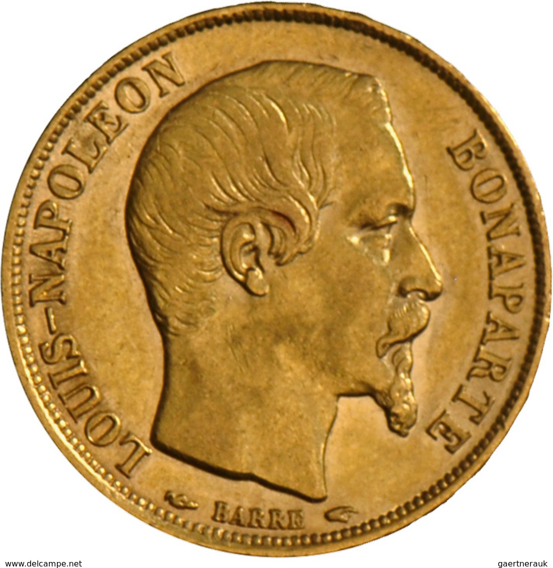 Frankreich - Anlagegold: Zweite Republik 1848-1852: 20 Francs 1852 A, KM# 774, Friedberg 568. 6,45 G - Autres & Non Classés