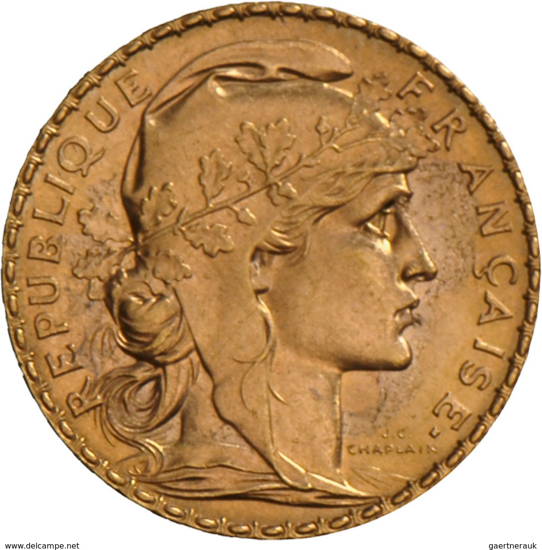 Frankreich - Anlagegold: Dritte Republik 1871-1940: 20 Francs 1907 (Hahn / Marianne). 6,46 G, 900/10 - Altri & Non Classificati