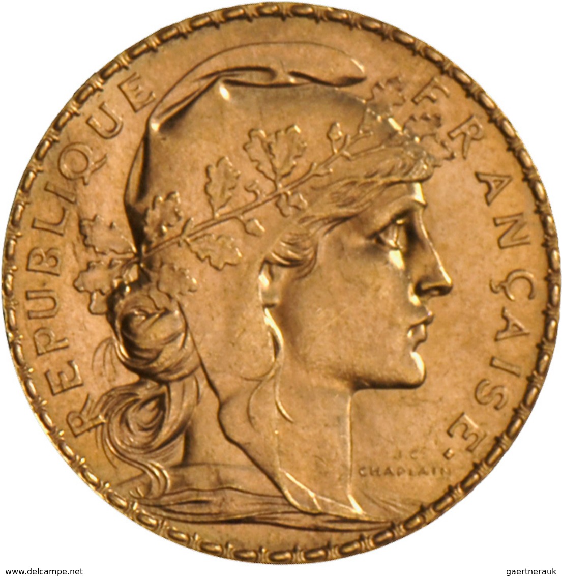 Frankreich - Anlagegold: Dritte Republik 1871-1940: 20 Francs 1909 (Hahn / Marianne). 6,46 G, 900/10 - Altri & Non Classificati