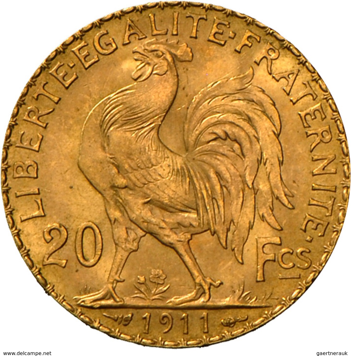 Frankreich - Anlagegold: Dritte Republik 1871-1940: 20 Francs 1911 (Hahn / Marianne), 6,46 G, 900/10 - Autres & Non Classés