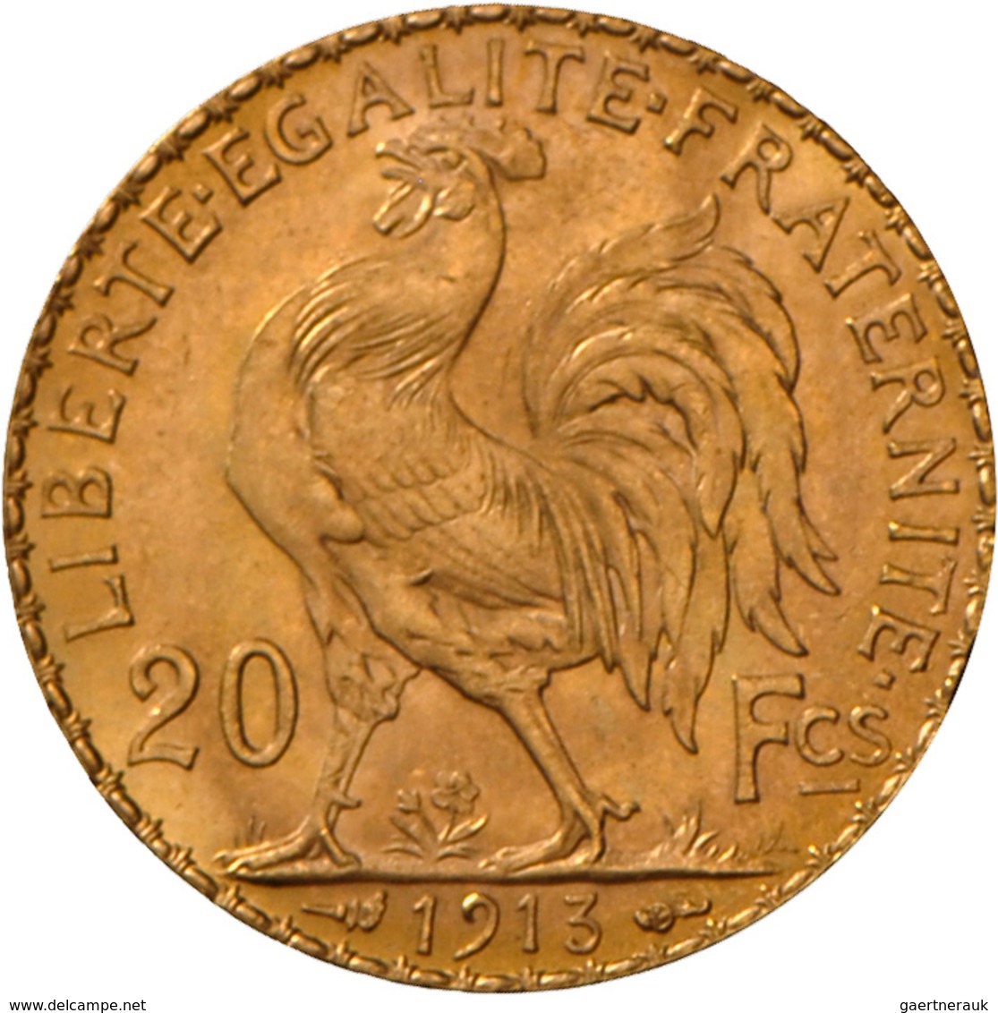 Frankreich - Anlagegold: Dritte Republik 1871-1940: Lot 2 X 20 Francs 1913 (Hahn / Marianne). Je 6,4 - Autres & Non Classés