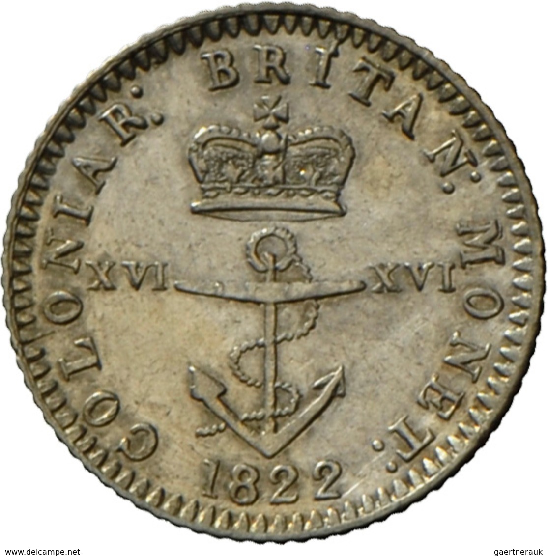 Großbritannien: Georg IV. 1820-1830, British West Indies: 1/16 Dollar 1822 (anchor Coinage), KM# 1, - Otros & Sin Clasificación