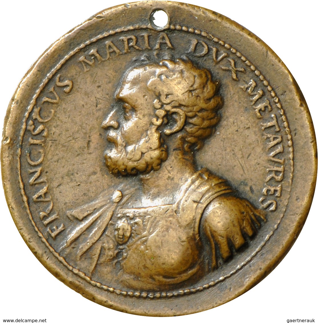 Italien: Urbino-Herzogtum, Francesco Maria I. Della Rovere 1508-1538: Bronzemedaille 1538, Unsignier - 1900-1946 : Victor Emmanuel III & Umberto II