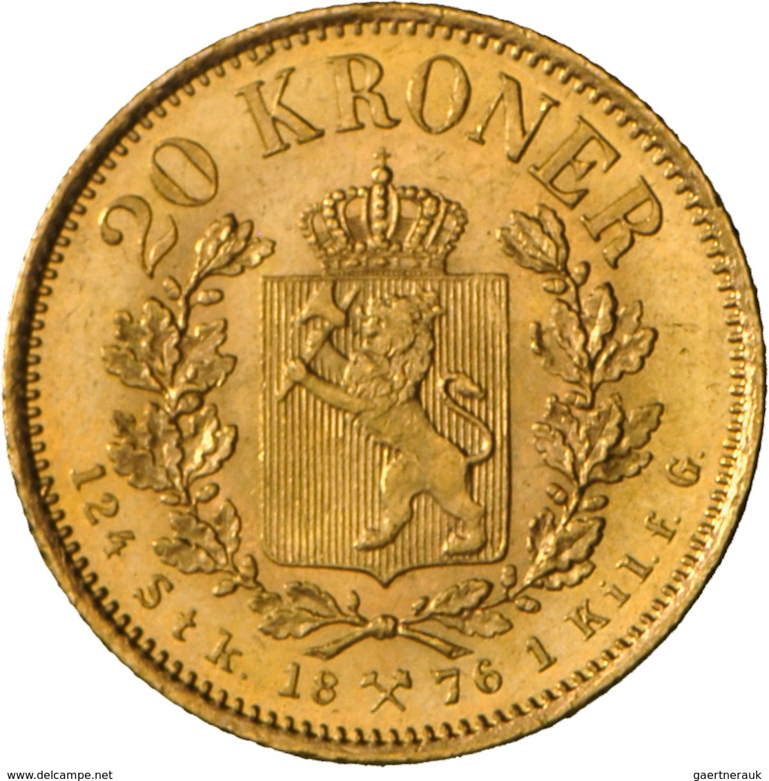 Norwegen - Anlagegold: Oskar II. 1872-1905: 20 Kroner 1876, KM# 355, Friedberg 17. 8,96 G, 900/1000 - Norvège