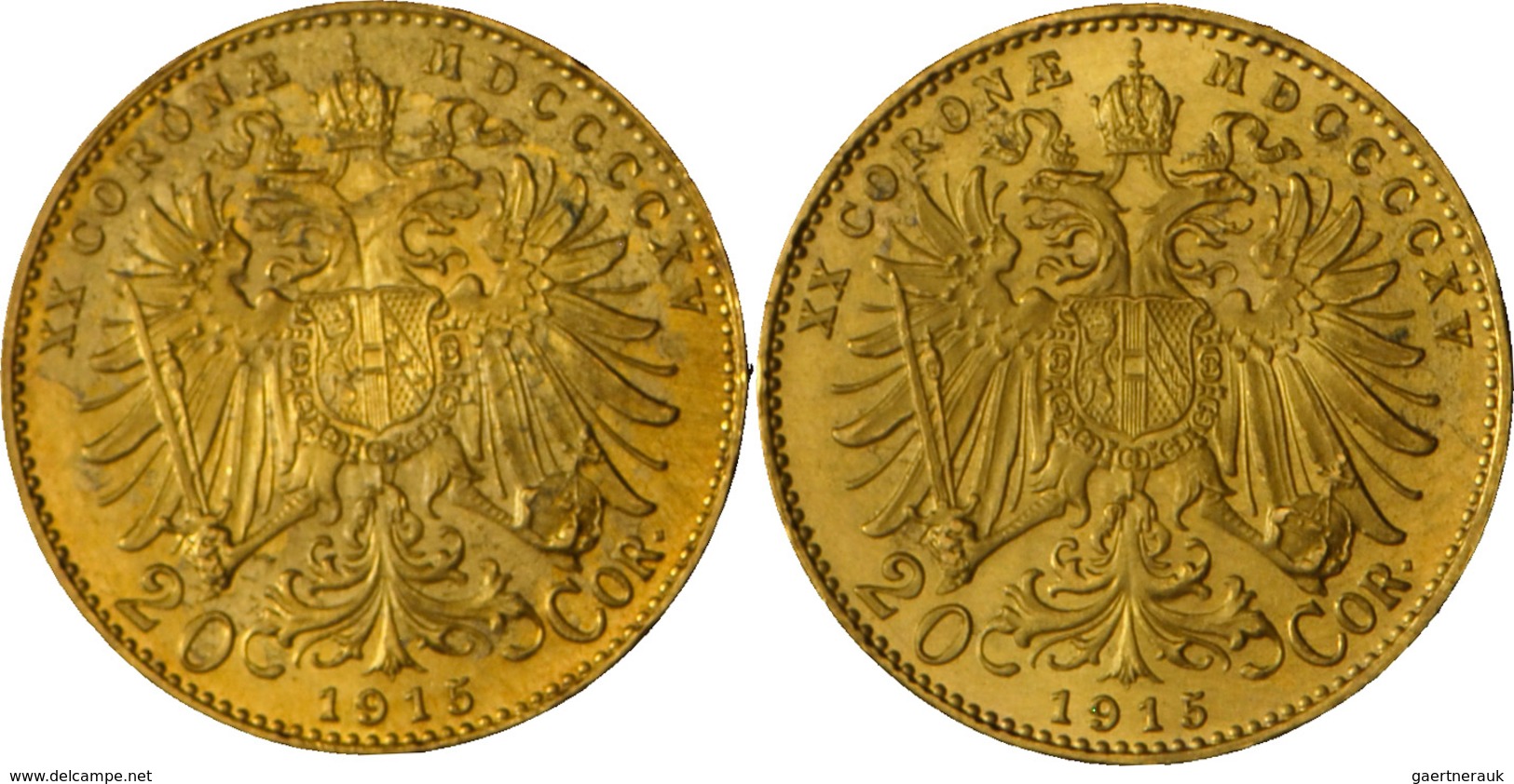 Österreich - Anlagegold: Franz Joseph I. 1848-1916: 4 X 20 Kronen 1915 (NP), KM# 2818, Friedberg 509 - Autriche